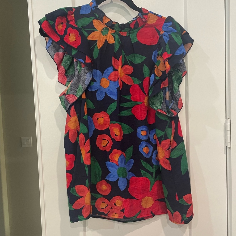 Flutter Sleeve Floral Top.